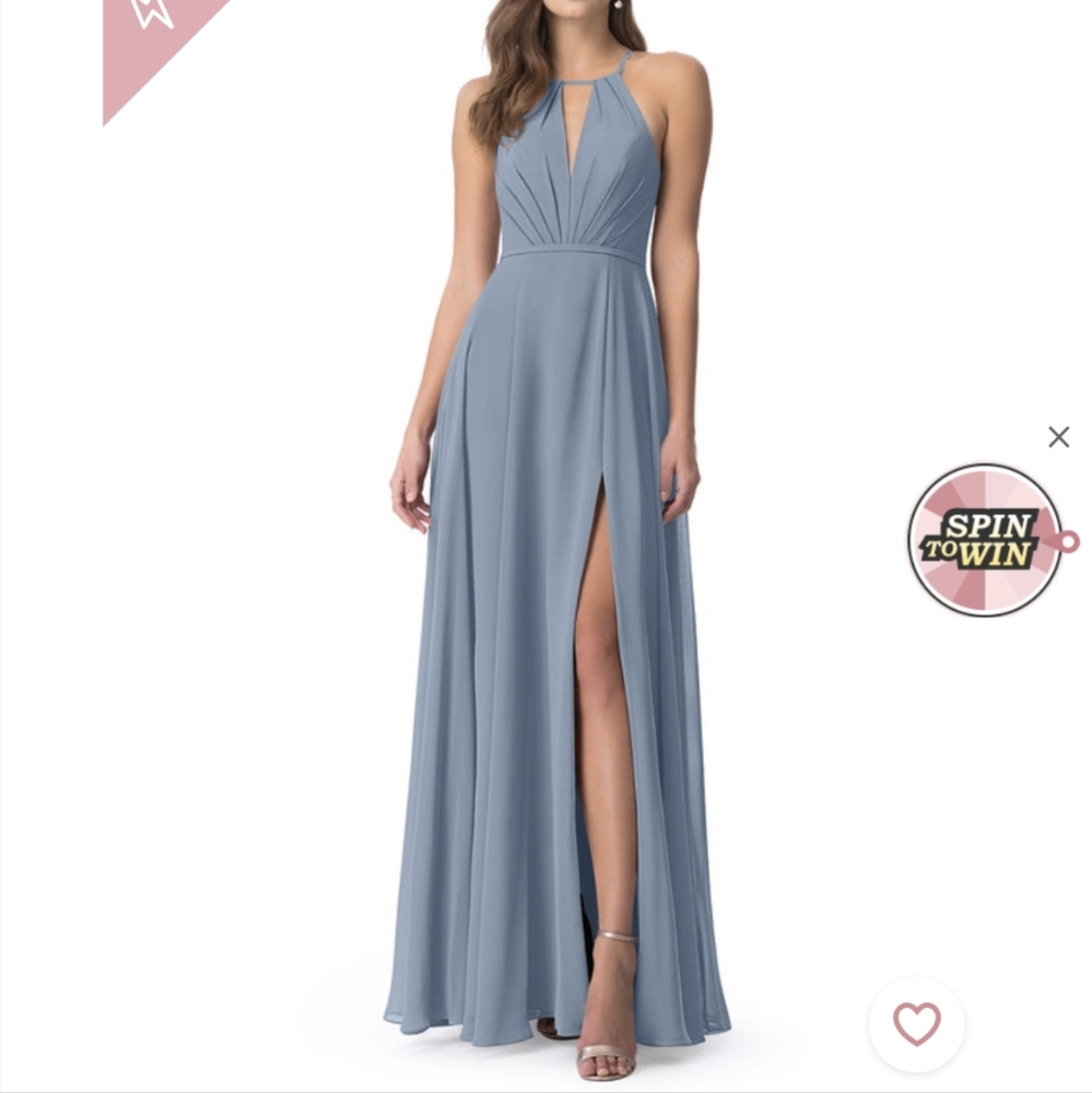 Azazie Dusty Blue Halter Chiffon Wedding Dress